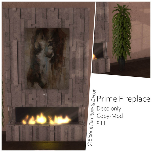 Second Life Marketplace Bloom! Prime Fireplace (ADD)